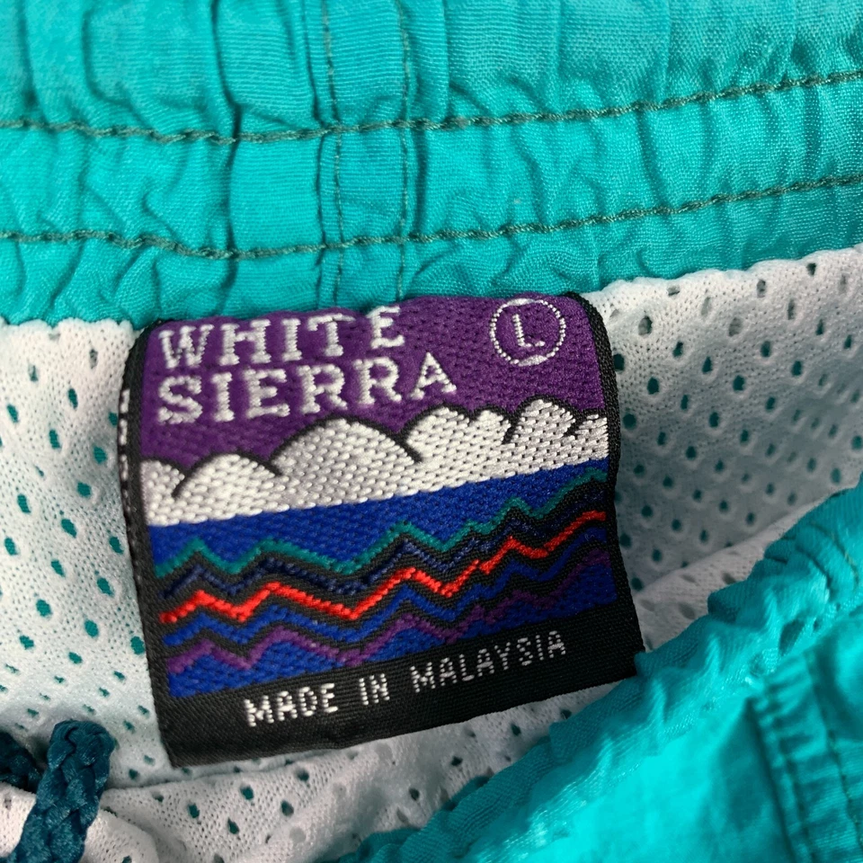 Vintage 90s White Sierra Teal Swim Trunks Gorpcore Active Shorts Mens Large - Image 3 of 4