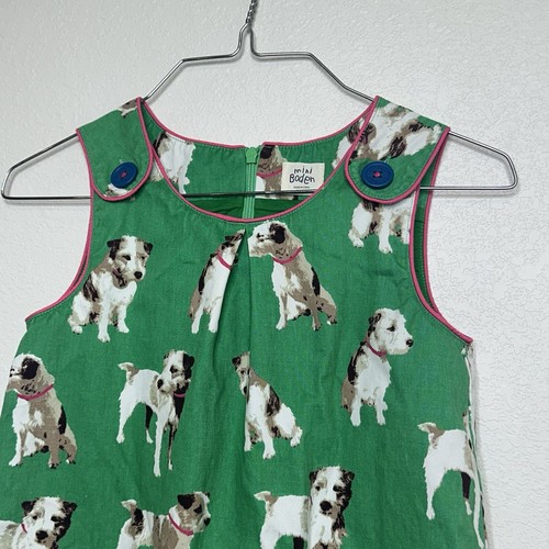 Mini Boden 9-10 Terrier Dog Kelly Green Cotton Lined Overall Jumper Dress - Picture 3 of 8