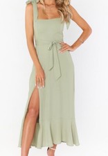 Show me your Mumu claire midi dress moss green crisp New with tags large