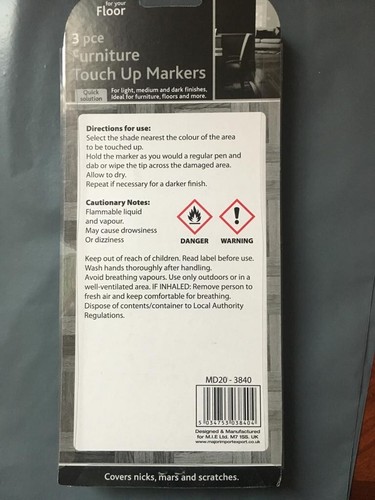 3 x Furniture Touch up Pen/Marker Laminate Wood Floor Scratch Repair Markers/Pen - Picture 4 of 4