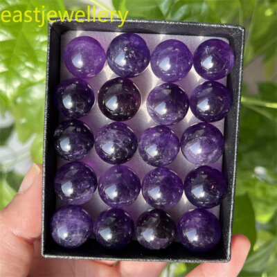 Top 11pcs Natural Amethys carved ball quartz crystal Sphere reiki healing 15mm+
