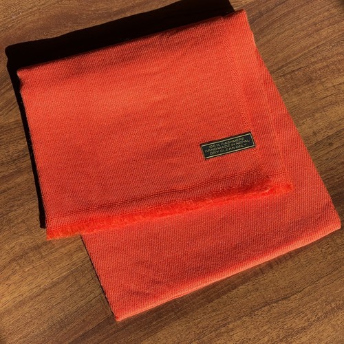 Women's 100% Cashmere Shawl - Coral Pink Pashmina Stole Scarves Winter Body Wrap - Picture 5 of 5