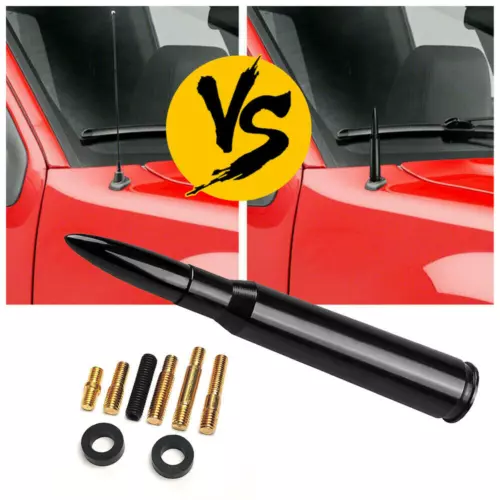 For Ford F150 Raptor 50 Cal Caliber Bullet Ammo Aluminum Short Antenna Black Kit - Bild 5 von 14