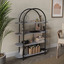 4 Tier Wooden Shelving Arched Unit Industrial Storage Bookcase Display Shelves
