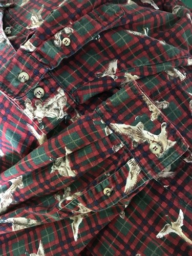 DUCKS UNLIMITED Long Sleeve Shirt Red Green Black Tan Plaid Cotton Mens Sz L - Picture 4 of 7