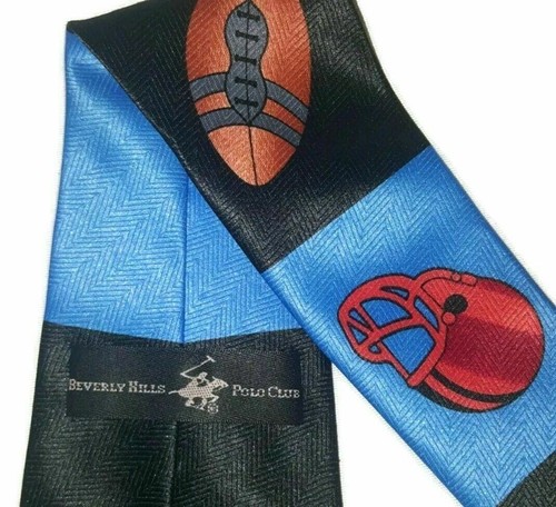 Beverly Hills Polo Club Football and Helmet Necktie 58" Long Sports Coach - Picture 4 of 4