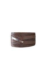 Emporio Armani Women Unisex Brown Cuff Braided Woven Leather Bracelet Excellent