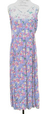 women's dress chest size 36" long floral blue sleeveless v-neckline