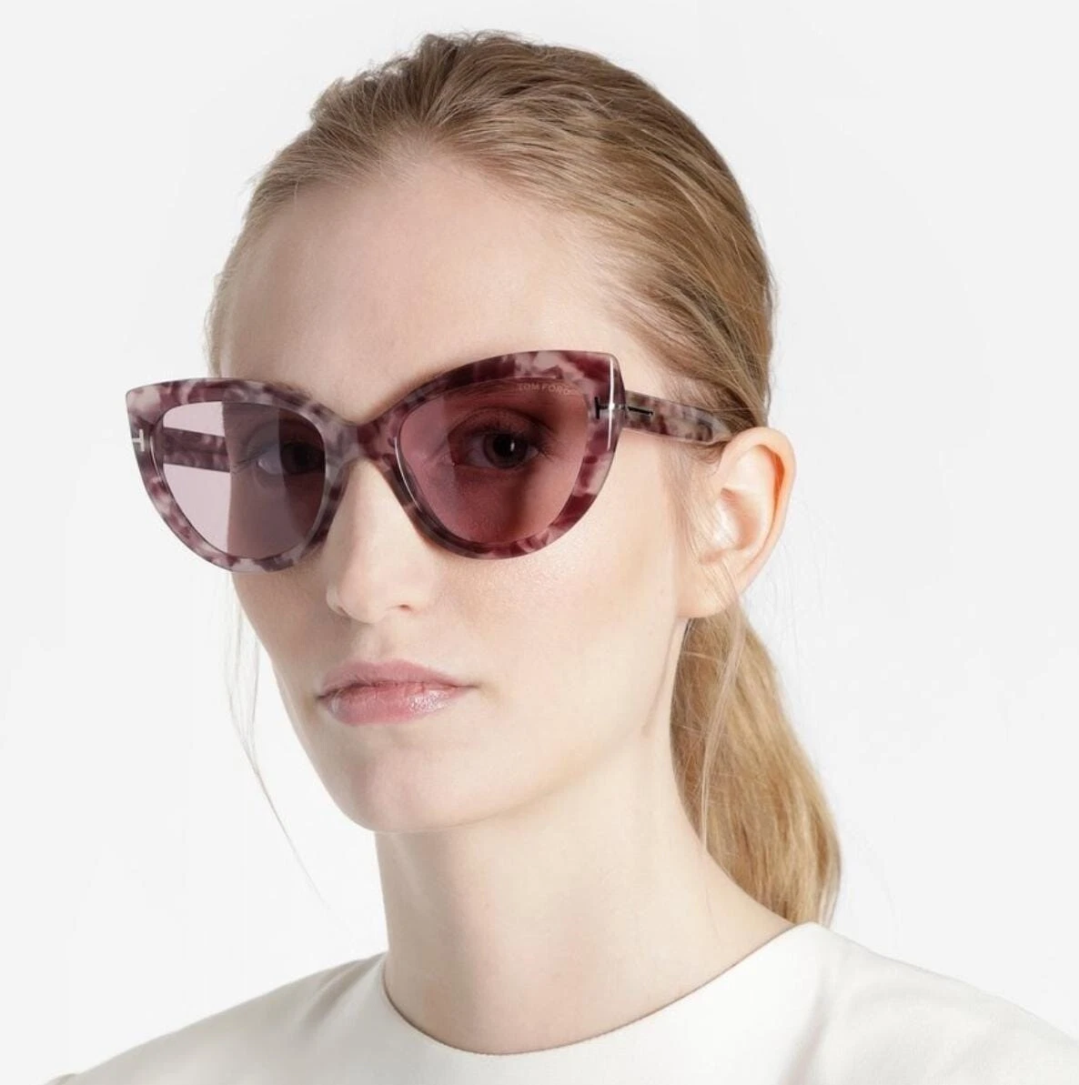 NEW Tom Ford ANYA FT0762 56Y Cat Eye Violet Sunglasses