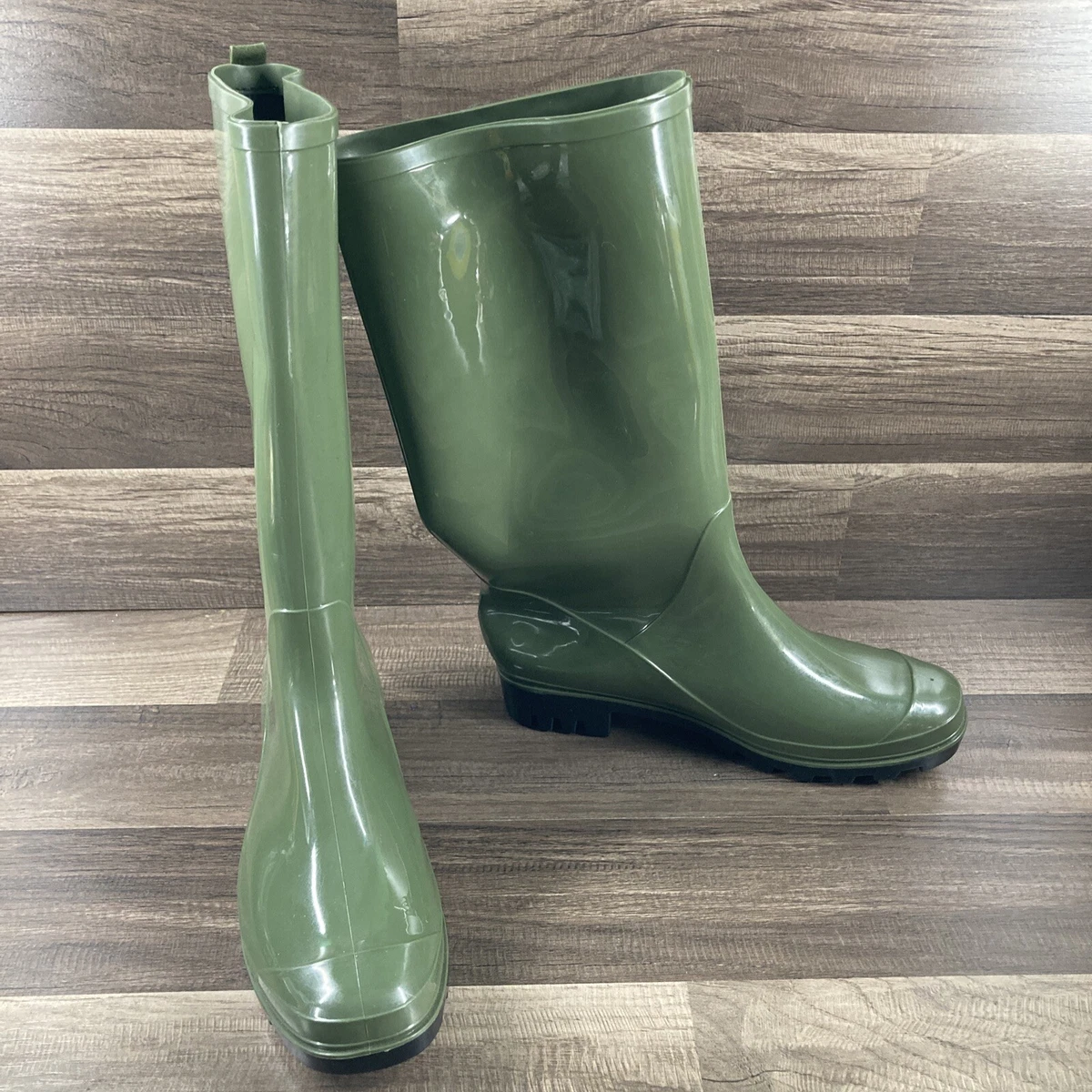 Womens green rubber boots online