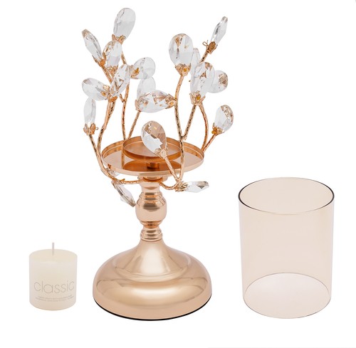 Glass Candlestick Medium Size Flower Branch Design Or Home Table Decoration - Picture 6 of 15