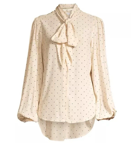 Neu mit Etikett Equipment Cleone gepunktete Tieneck-Bluse Damen Gr. L UVP 325 $ - Bild 17 von 18
