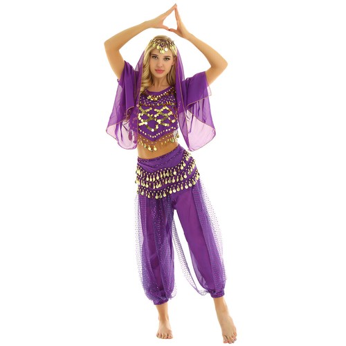 Damen Tanzbekleidung Laterne Kostüm Harem Outfit Cosplay Tanz Schal Bauch Sets - Bild 36 von 139
