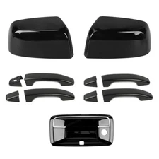 For 2015+ Chevy Colorado/CANYON Top Mirror + Door Handle + Tailgate Covers Black