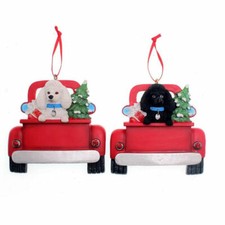 Poodle In Back of Truck Ornament