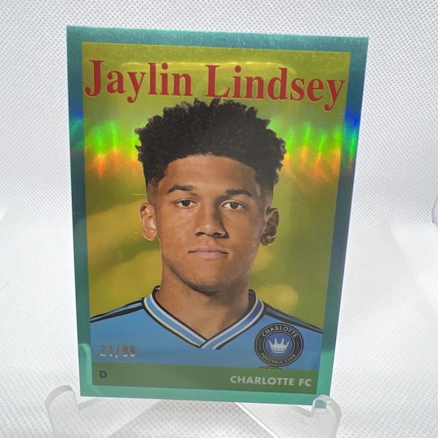 Jaylin Lindsey 2023 Topps Chrome MLS 1958 Topps Teal Charlotte FC 21/99