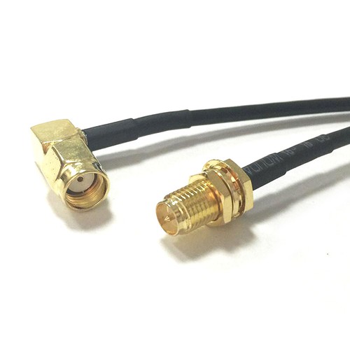 RP SMA Męski kąt prosty do RP SMA Żeński jack Przewód pigtail RG174 do modemu WIFI - Zdjęcie 2 z 7