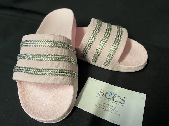 Adidas Sliders Cristallo Sposa Matrimonio Estate Bling Strass