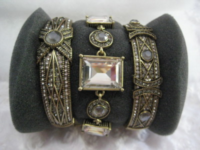 HEIDI DAUS''Conscious Coupling''(S/M) 3-Pc(Clear/Multi)Bracelet Set (Orig.$299.95)