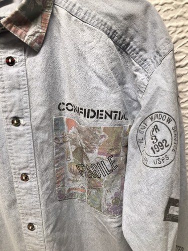 Vintage Shirt Mens Art Cotton Graffic 90s Size Large made In USA - Picture 11 of 12