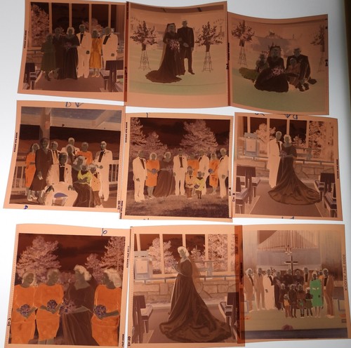 #43 Lot 99 Vtg COLOR Snapshot Photo NEGATIVES Family WEDDING Party Ceremony - Picture 14 of 17