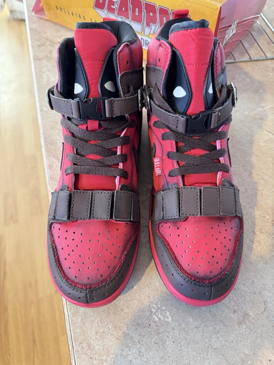 Rare Custom Bullairs Air Jordan High Deadpool Battle Damaged Sz