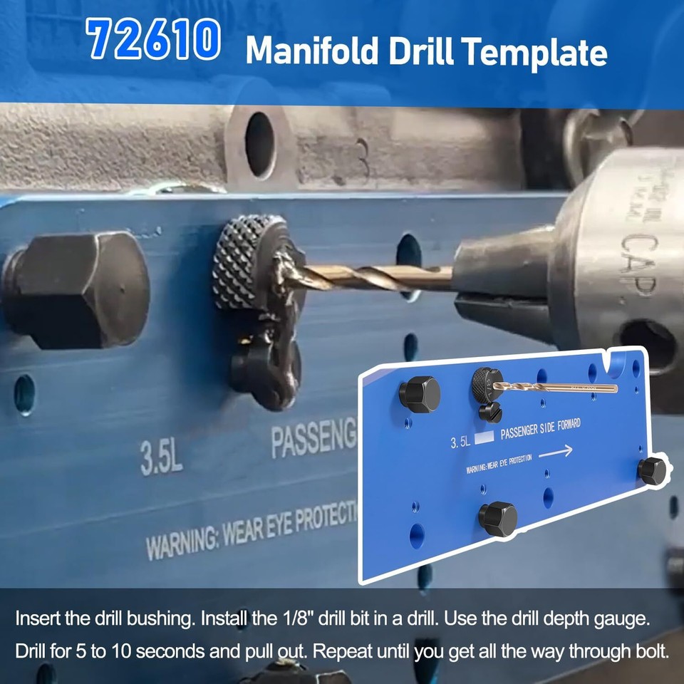 72610 Manifold Drill Template Remove Broken Exhaust Bolts for Ford 3.5L