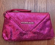 Victoria Secret Shining Pink Makeup Cosmetic Bag Wristlet Pencil Case Coin Purse