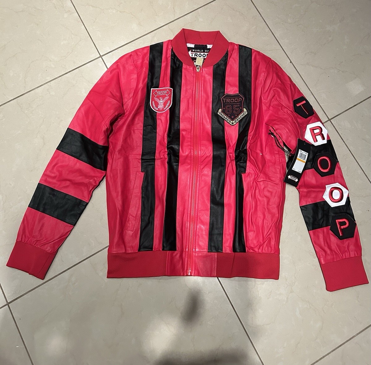 World of Troop moto jacket (blk/red) size small | eBay