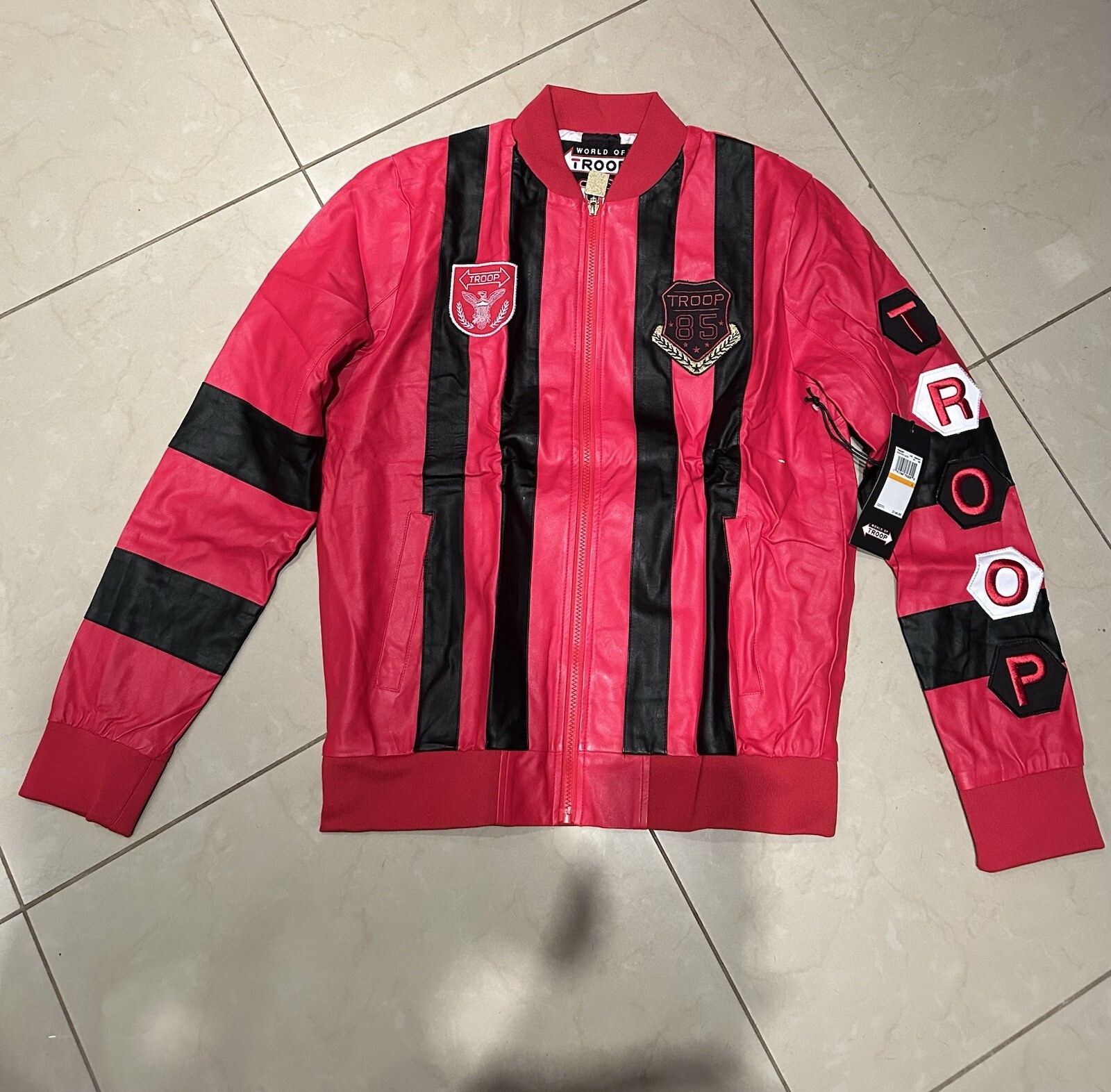 World of Troop moto jacket (blk/red) size large