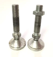 Lot of 2 Aluminum Leveling Feet Mounts Swivel Action Thread M24 x 3, Base 2-3/4"