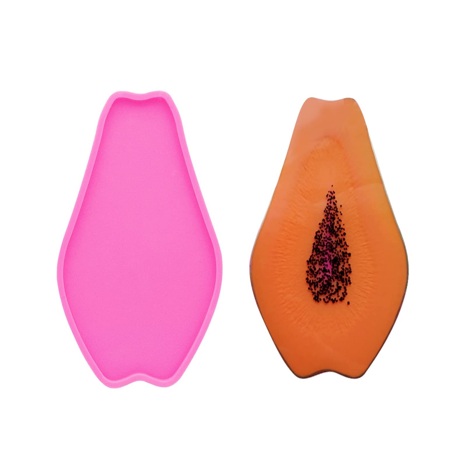 Super Shiny Papaya Geode Coaster Agate Resin Silicone Molds Epoxy Fruit Style...