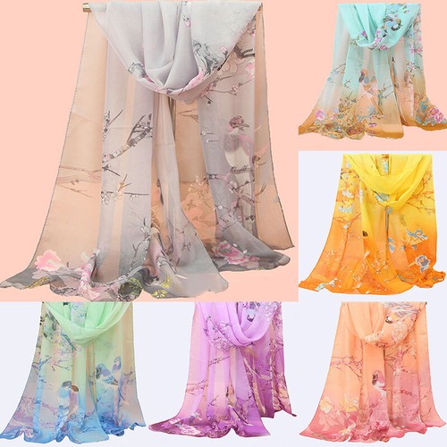 Long Soft Chiffon Scarf Plain Sheer Wrap Shawl Womens Large Stole Neck Scarves - Picture 15 of 93