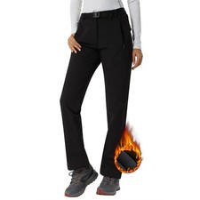 YUSHOW Womens Softshell Outdoor Trousers_Water Resistant_Hiking_Walking_Blk_Lge