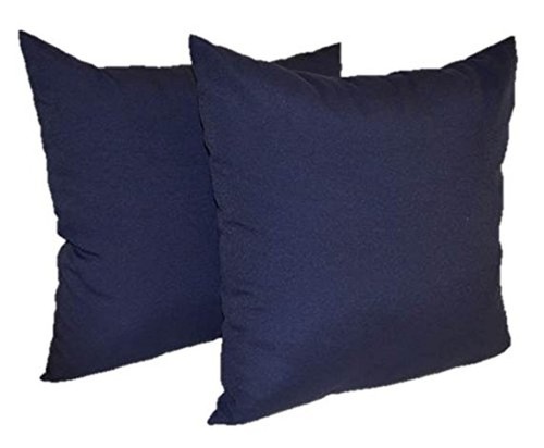 Set of 2 Square Solid Navy Blue Indoor / Outdoor Decorative Pillows - 17" x 17" - Picture 2 of 5