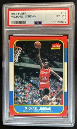 1986-87 Fleer Michael Jordan Rookie RC #57 Bulls PSA 8
