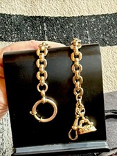 Vintage London FM Fob 9ct 375 Solid Gold Onyx Wax Seal GF Charnier Watch Chain