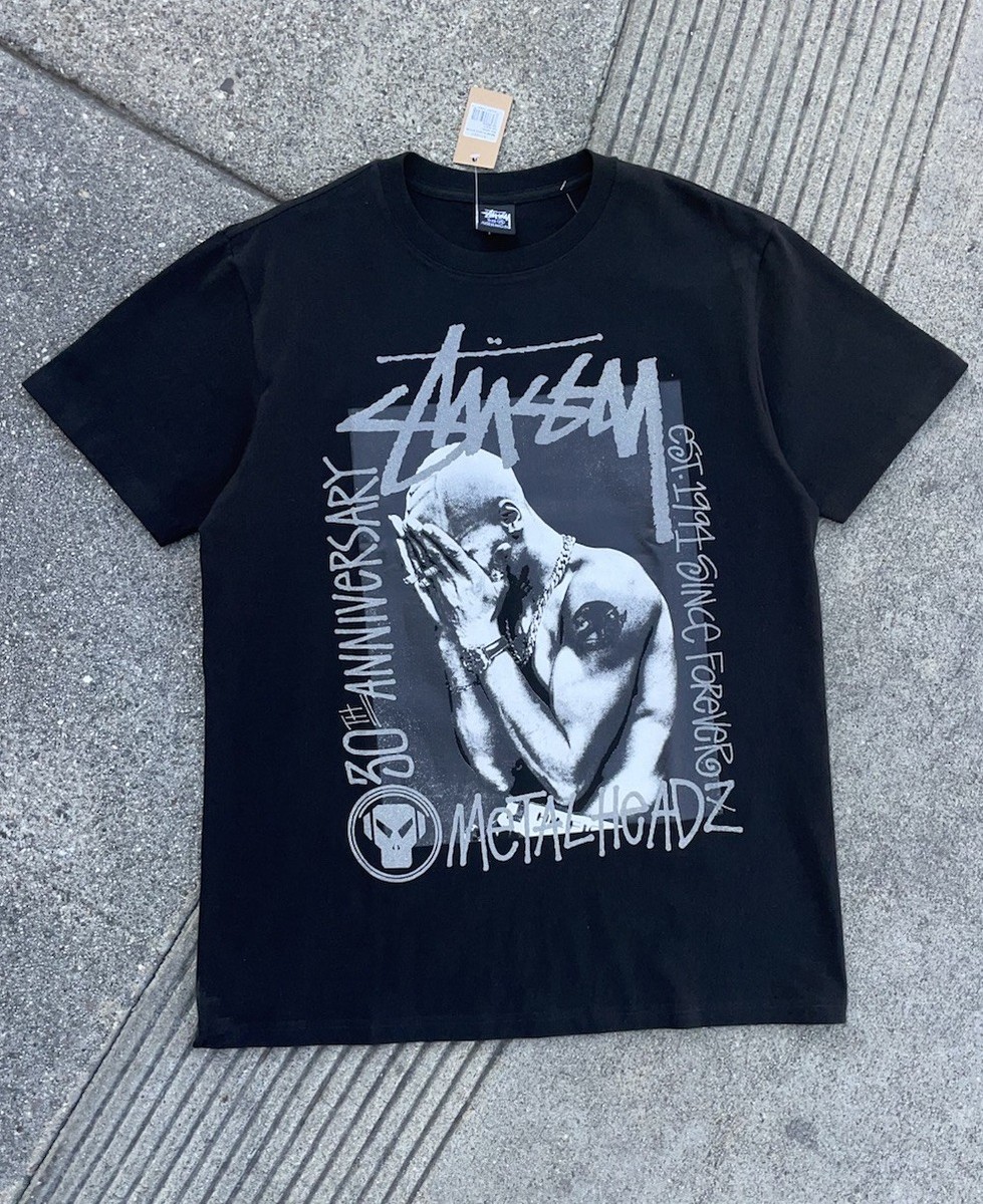 New Stussy Metal Heads Goldie 30th Anniversary Tee Shirt Mens