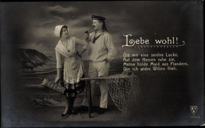 Postcard Farewell, Give Me A Silk Curl, Sailor with Fisherwoman - 10743501