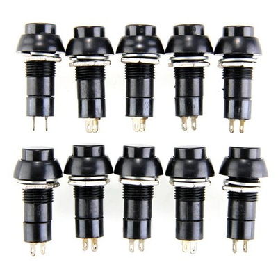 #ad 10x Black Round Push Button Switch Momentary Reset 12V Car Horn Bolt 3A 250V AC $4.99