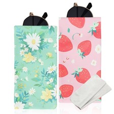 2 PCS Soft Sunglasses Eyeglass Case  Cute PU Leather Squeeze Top Glasses Bag P...