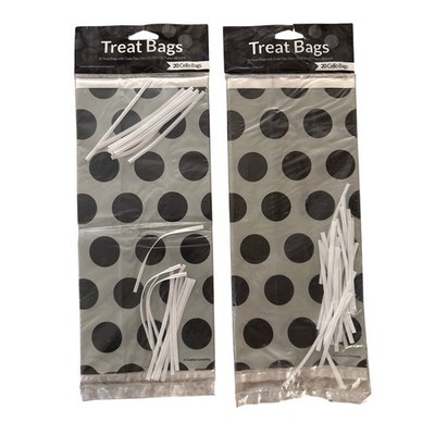 Creative Converting Black Velvet Dots Cello Treat Bags 40 Total cellophane
