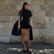 Women's Round Neck Half Sleeve Short Dress