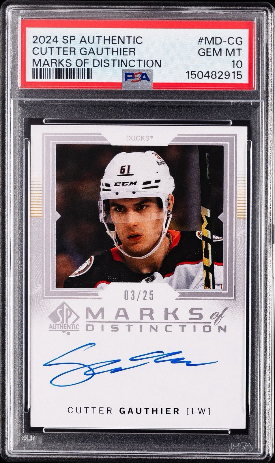 2024-25 Sp Authentic Cutter Gauthier Marks of Distinction Auto PSA 10 RC AU SSP