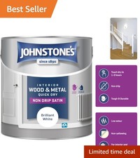 Johnstone's Brilliant White 2.5L Satin Paint - Non-Drip, Low Odour, Quick Dry