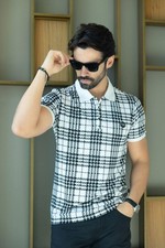 Barabas Men's Weave Pattern Textured Premium Stretch Polo Shirts 5P01