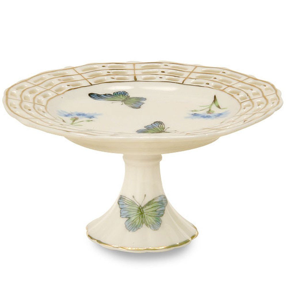 Blue Butterfly 4.5-Inch Fine Porcelain Cupcake Stand with Pierced Design