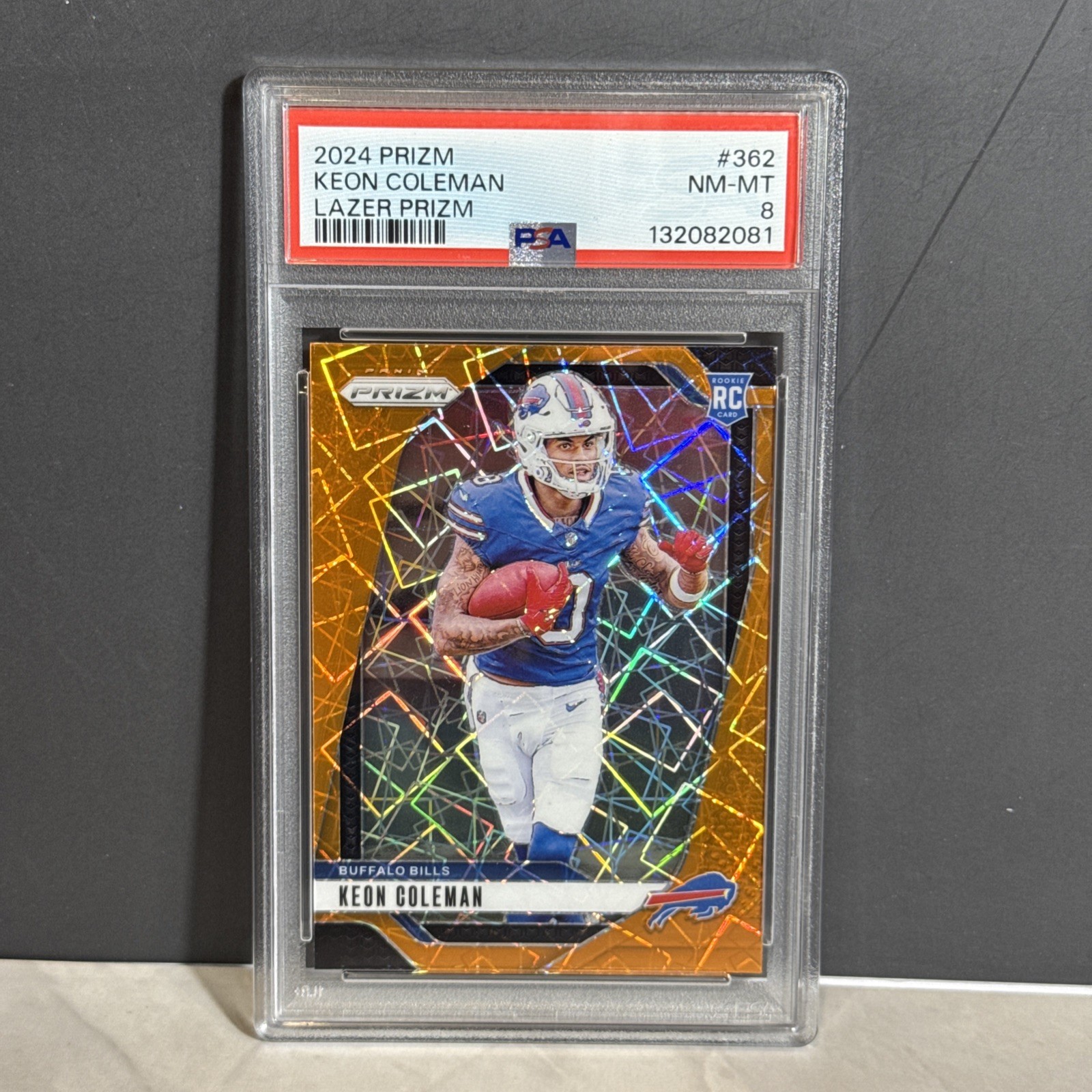 2024 Panini Prizm Keon Coleman #362 Lazer Prizm PSA 8 Bills