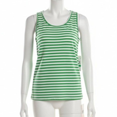 KIKit Top Large Women's Comfy  Beachy green white striped tank 