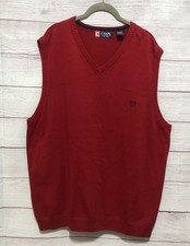 Chaps Ralph Lauren Men s V-Neck Sweater Vest Sleeveless Logo 100 Cotton Red XL